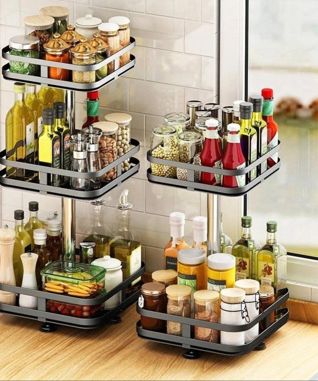 Viskana TwistRack 360° – Rotating Storage Shelf | Space-Saving Adjustable Organizer for Kitchen, Bathroom & Home