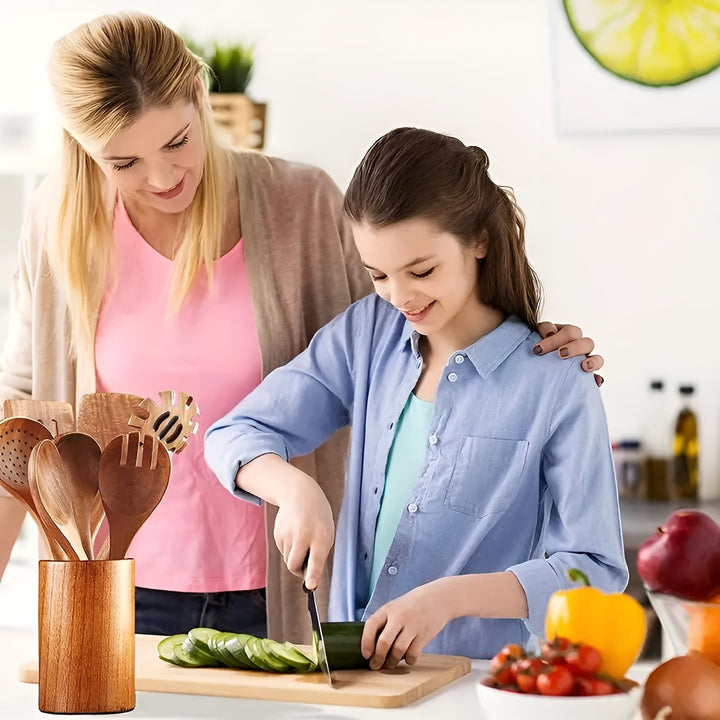 7-Piece Wooden Kitchen Utensil Set for Pans and Daily Cooking Viskana