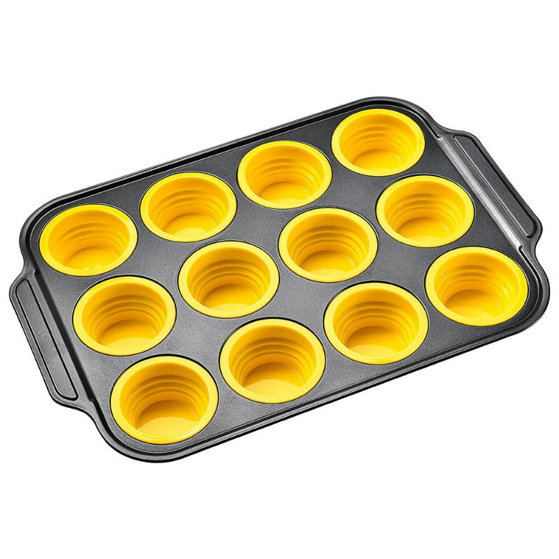 Viskana Press-Release Silicone Muffin Pan with Sturdy Metal Frame