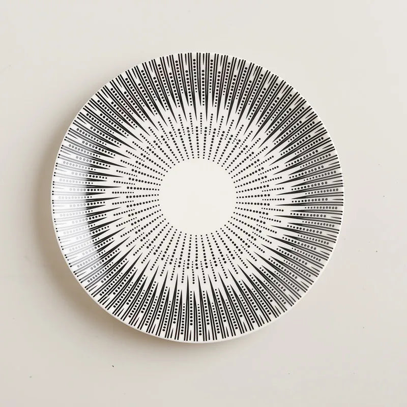 Viskana Geometric Pattern Ceramic Dinner Plate Set