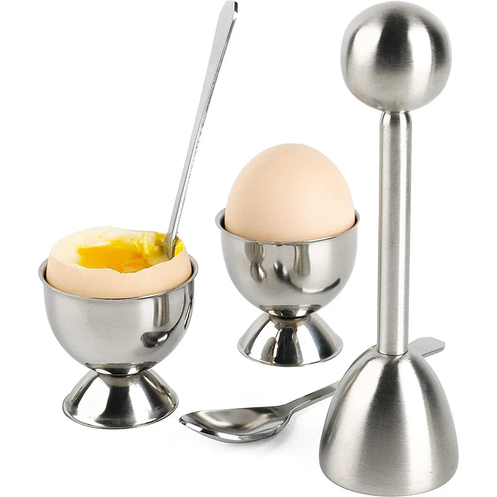 Egg Cracker Topper Set Stainless Steel Soft Hard Boiled Egg Opener Kit Viskana