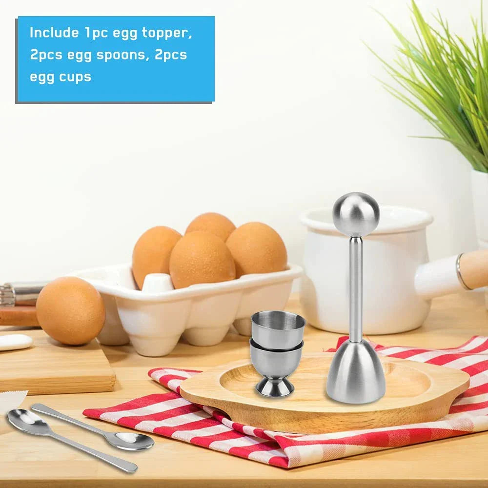 Egg Cracker Topper Set Stainless Steel Soft Hard Boiled Egg Opener Kit Viskana