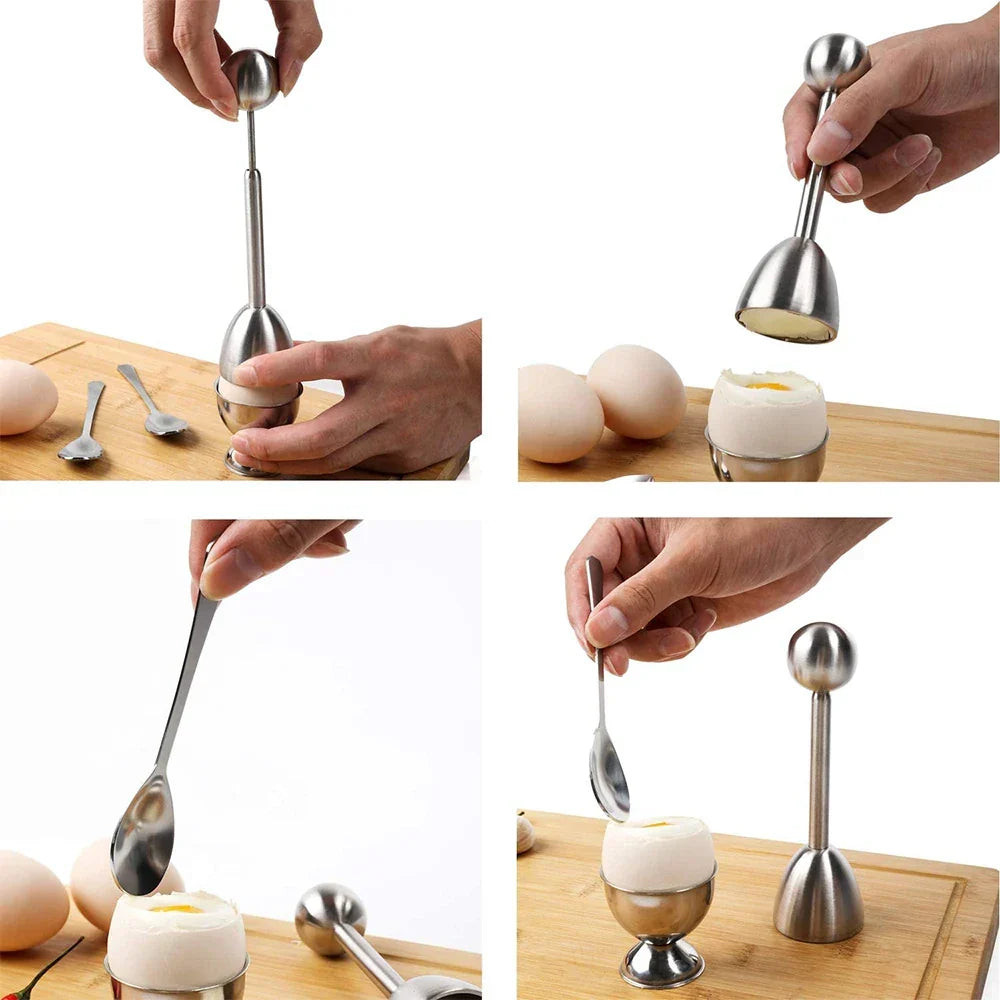 Egg Cracker Topper Set Stainless Steel Soft Hard Boiled Egg Opener Kit Viskana
