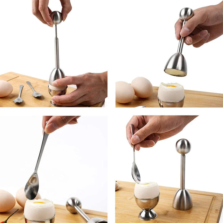 Egg Cracker Topper Set Stainless Steel Soft Hard Boiled Egg Opener Kit Viskana