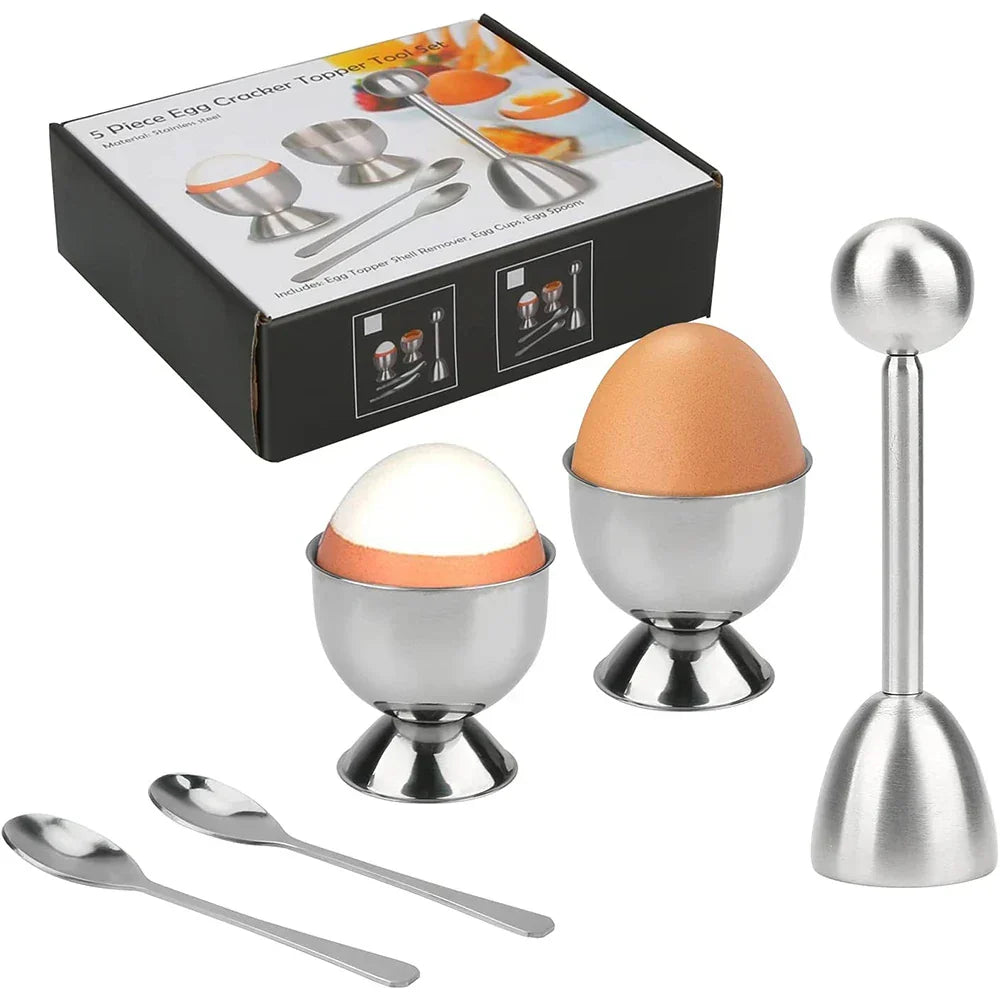 Egg Cracker Topper Set Stainless Steel Soft Hard Boiled Egg Opener Kit Viskana