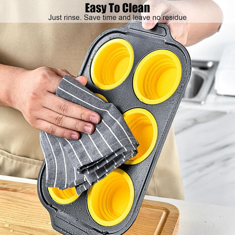 Viskana Press-Release Silicone Muffin Pan with Sturdy Metal Frame