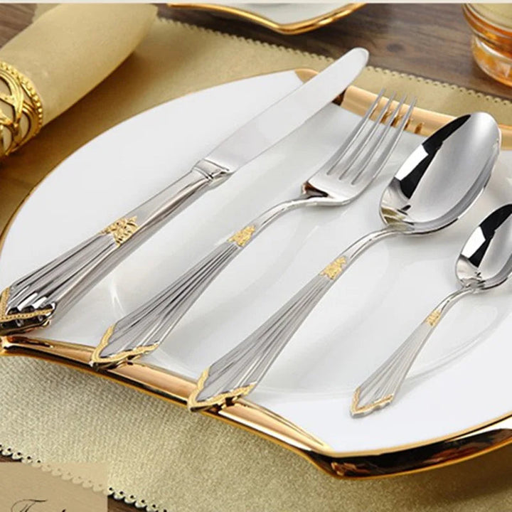 Viskana 4-Piece Luxury Gold Inlay Cutlery Set