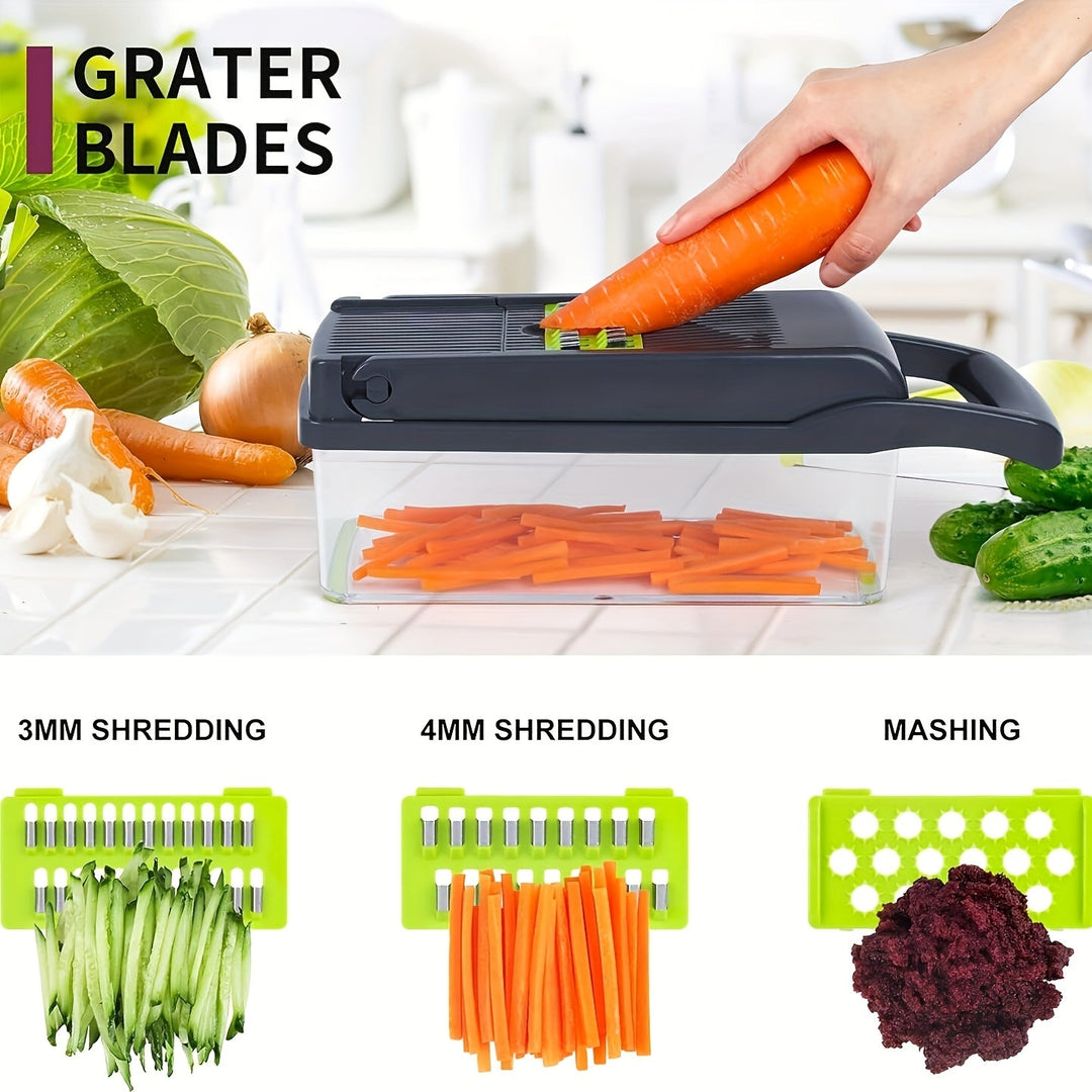 Multifunctional Vegetable Cutter 16-in-1 with Catch Container