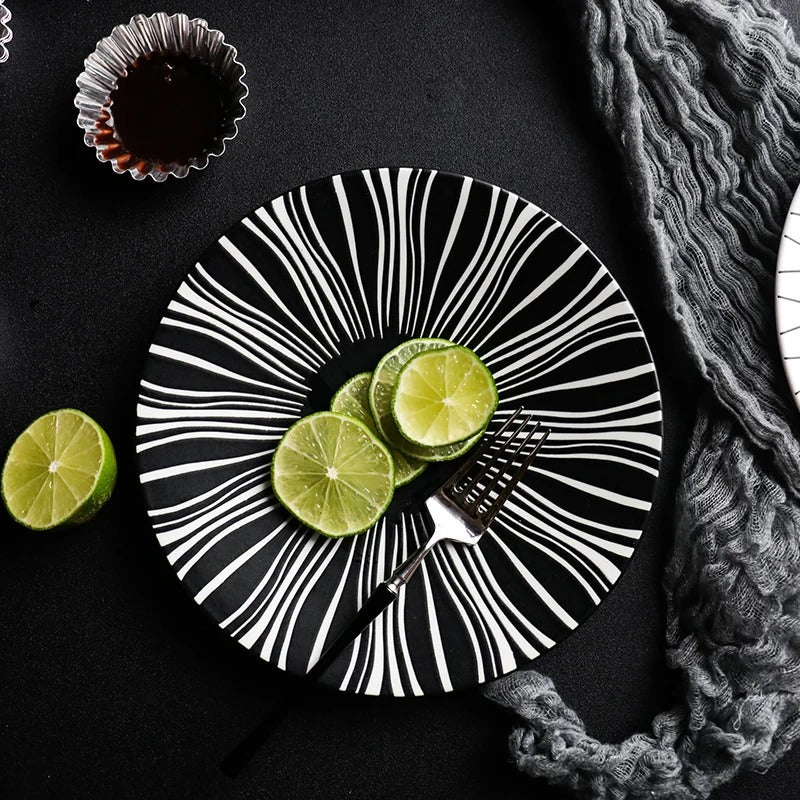 Viskana Geometric Pattern Ceramic Dinner Plate Set