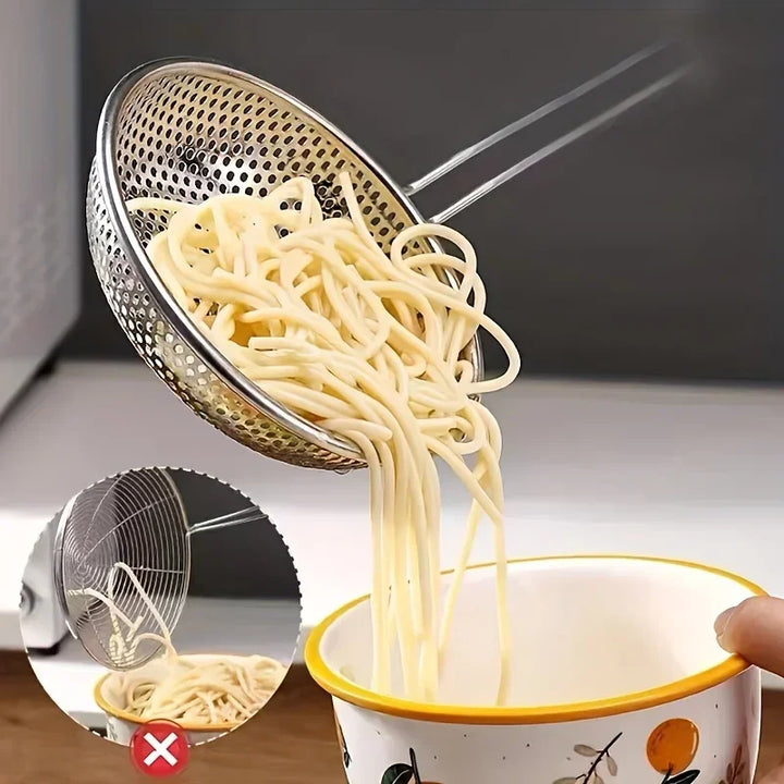 Fine Mesh Stainless Steel Strainer Wooden Handle Kitchen Filter Spoon Viskana