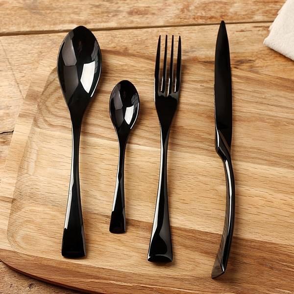 Jet Black Silverware - 4 Piece Set Viskana