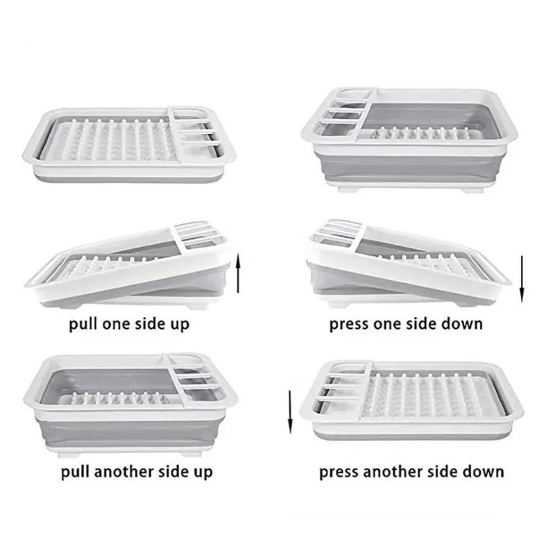 Foldable Dish Rack Kitchen Storage and Drain Tray for Tableware Viskana