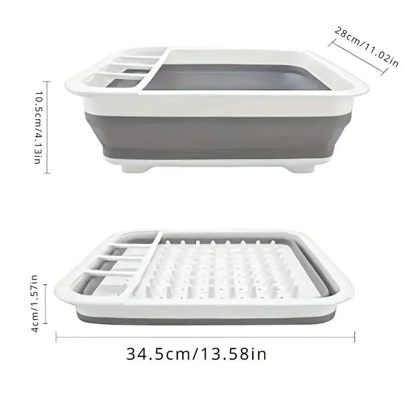 Foldable Dish Rack Kitchen Storage and Drain Tray for Tableware Viskana