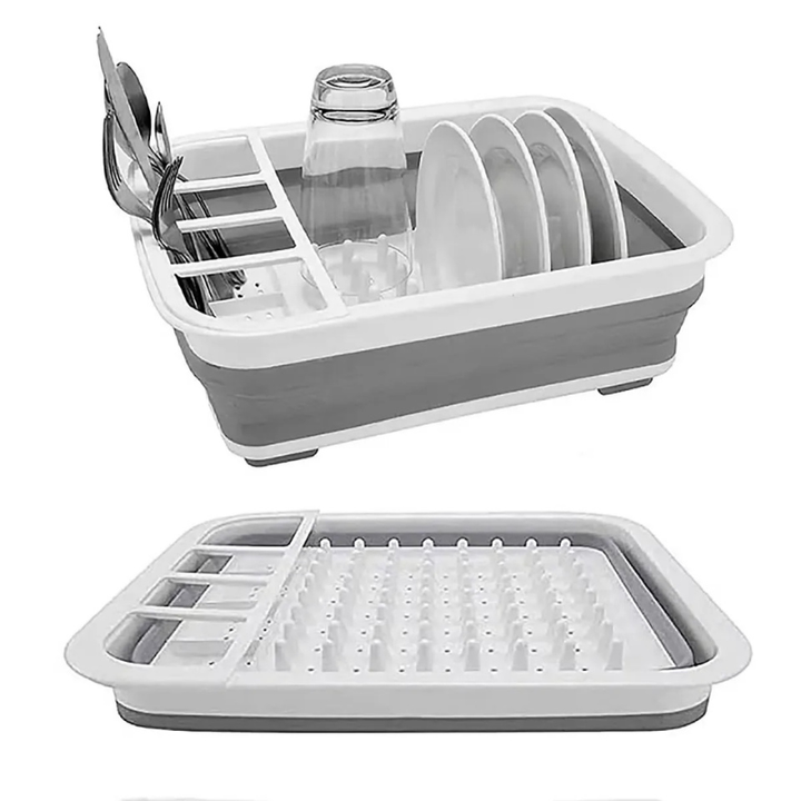 Foldable Dish Rack Kitchen Storage and Drain Tray for Tableware Viskana