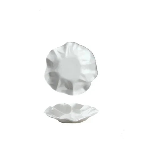 French Ceramic Tableware Irregular White Creative Pleated Paper Plate Viskana