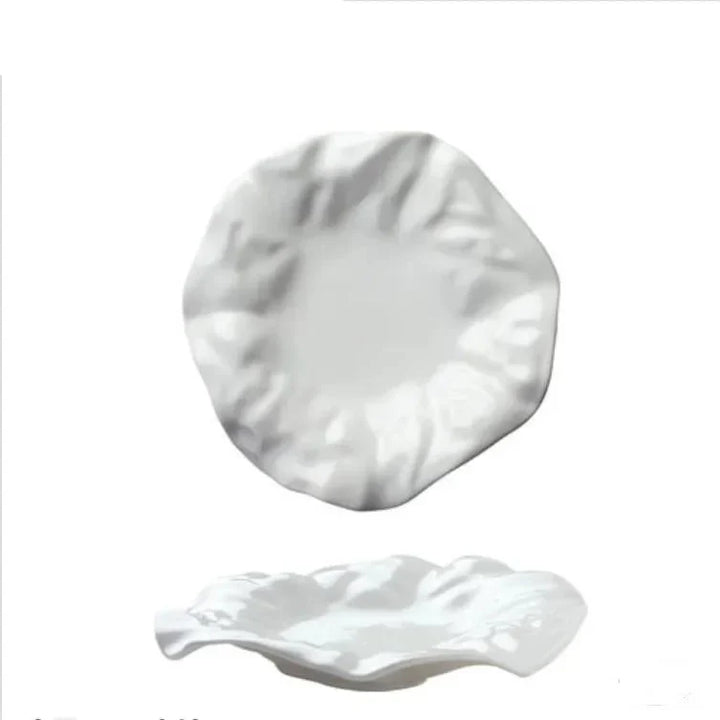 French Ceramic Tableware Irregular White Creative Pleated Paper Plate Viskana