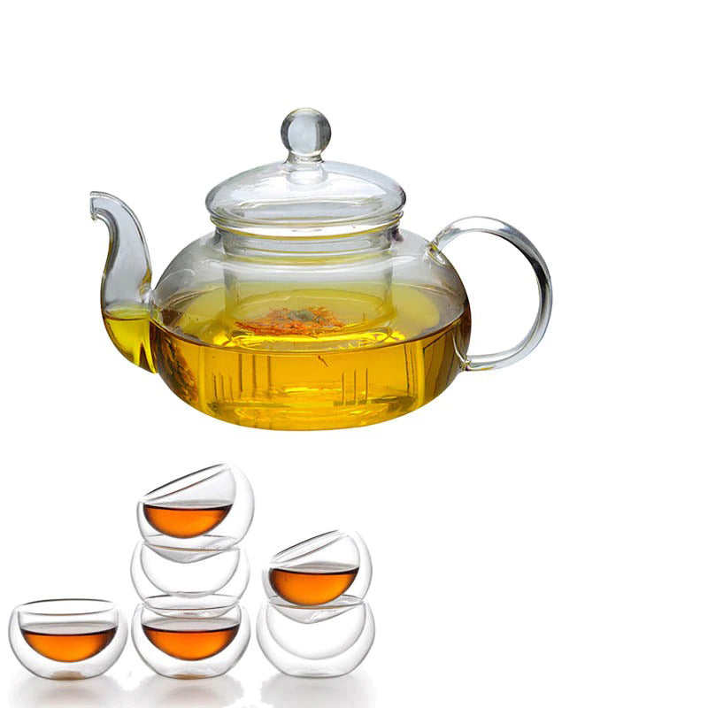 Glass Tea Set Heat Resistant Glass Tea Infuser Pot Double Wall Glass | Viskana