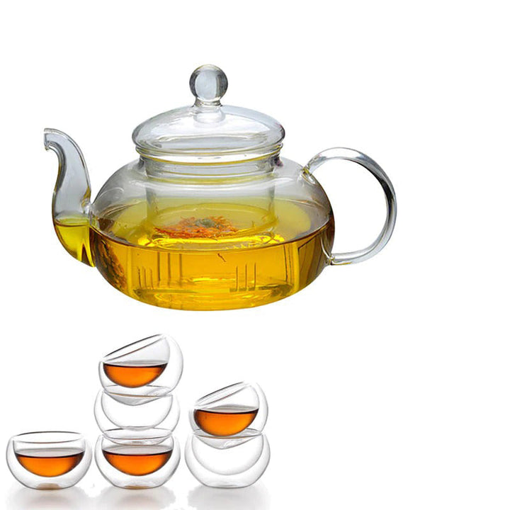 Glass Tea Set Heat Resistant Glass Tea Infuser Pot Double Wall Glass | Viskana