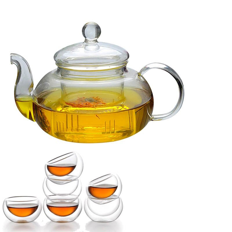 Glass Tea Set Heat Resistant Glass Tea Infuser Pot Double Wall Glass | Viskana