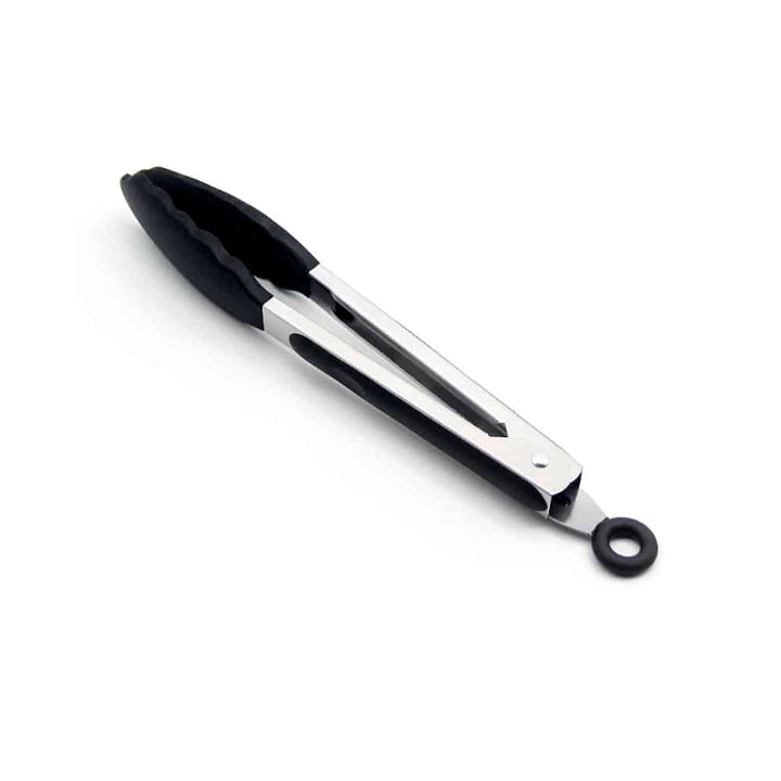 Silicone and stainless steel grill tongs - 23/30 cm - White / Black Viskana