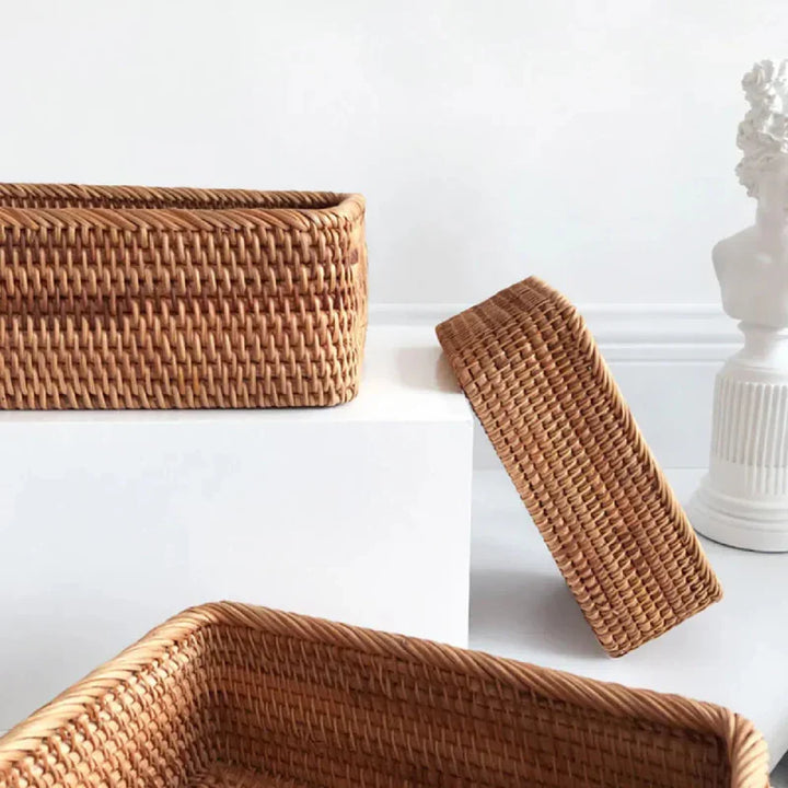 Viskana Handwoven Rattan Willow Basket for Storage