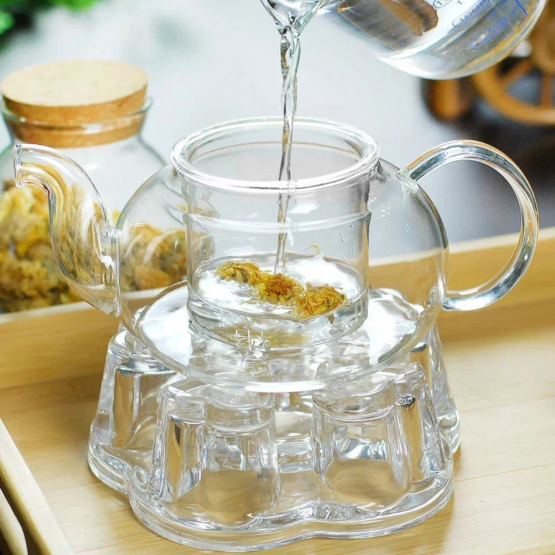 Heat Resistant Glass Tea Pot Glass Teapot with Infuser Tea Pot Set | Viskana