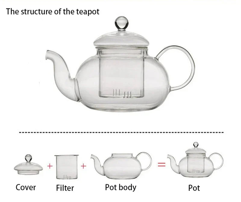 Heat Resistant Glass Tea Pot Glass Teapot with Infuser Tea Pot Set | Viskana