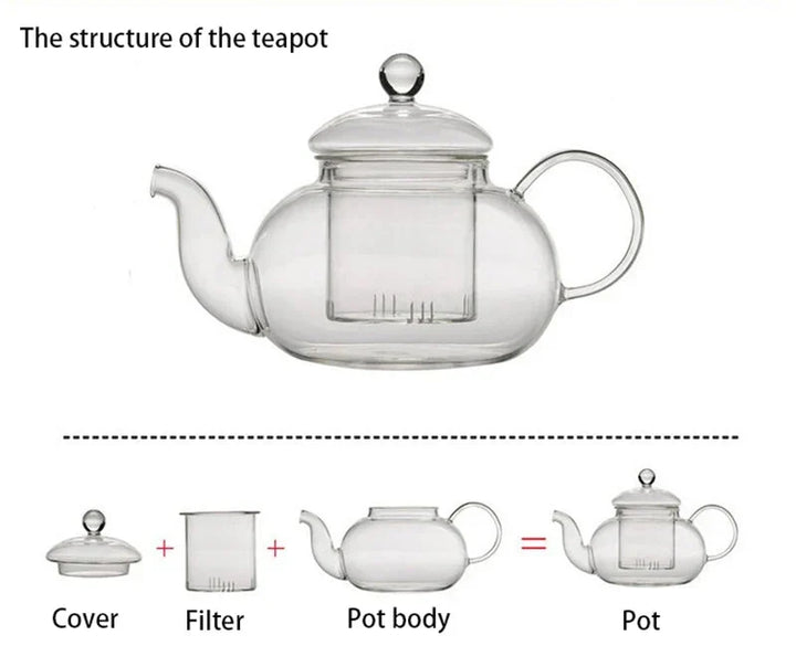Heat Resistant Glass Tea Pot Glass Teapot with Infuser Tea Pot Set | Viskana