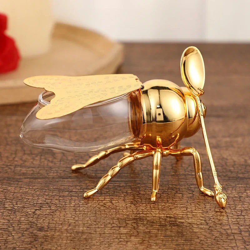 Honeybee Sugar Jar with Spoon Kitchen Pot Container Kitchen Tableware Viskana