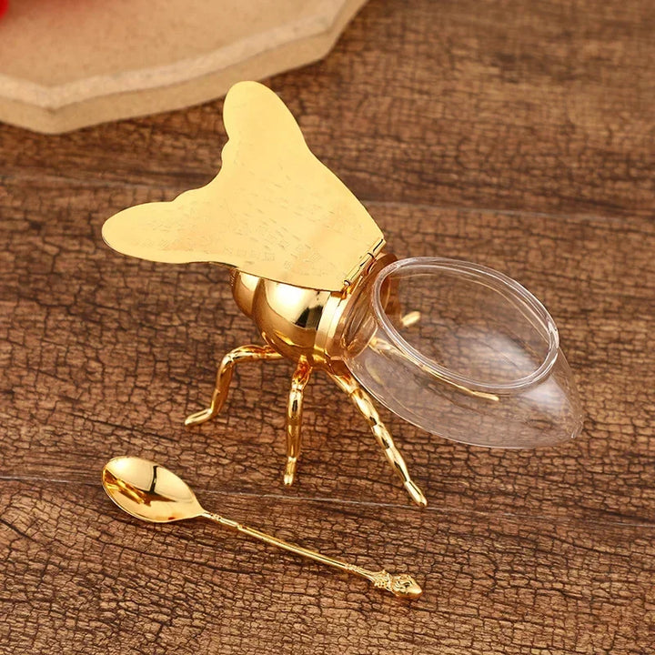 Honeybee Sugar Jar with Spoon Kitchen Pot Container Kitchen Tableware Viskana