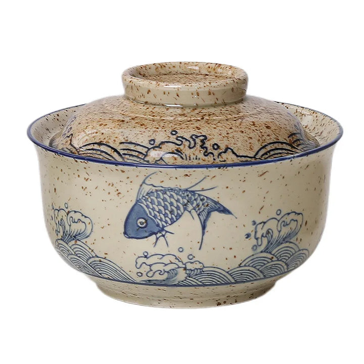 Japanese Style Ramen Bowl With Lid Ceramic Noodle Bowl Tableware Viskana