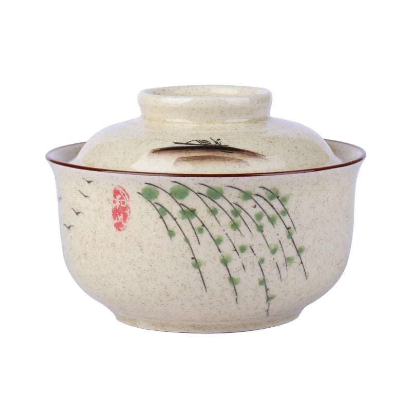 Japanese Style Ramen Bowl With Lid Ceramic Noodle Bowl Tableware Viskana