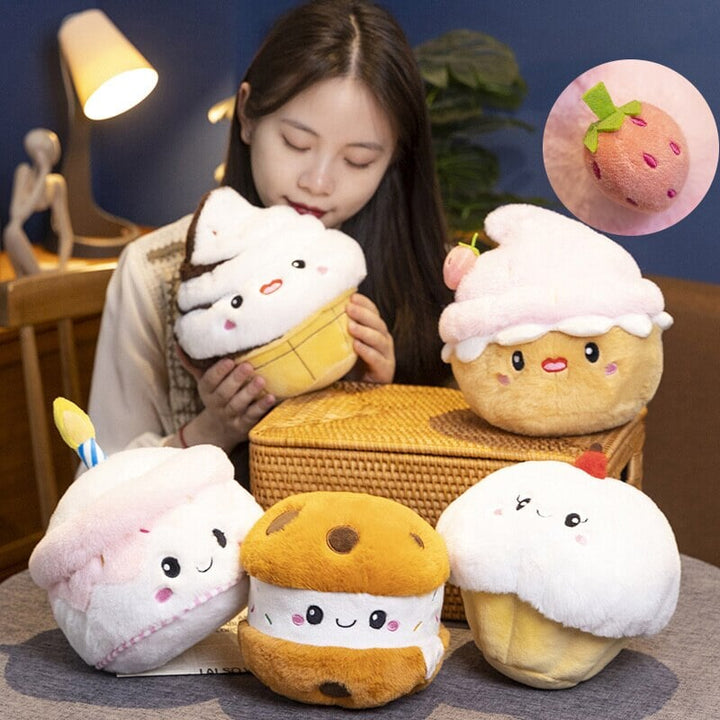 Viskana Kawaii Cake Plushie Strawberry Fruit Muffin Bakery Plushies