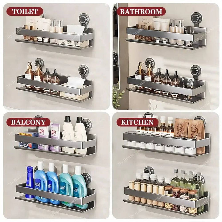 Viskana Wall-Mounted Suction Cup Spice Rack Organizer for Kitchen Storage and Easy Access to Spices