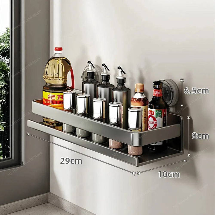 Viskana Wall-Mounted Suction Cup Spice Rack Organizer for Kitchen Storage and Easy Access to Spices