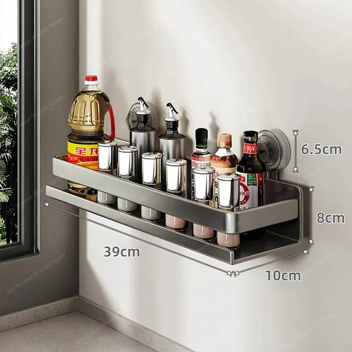 Viskana Wall-Mounted Suction Cup Spice Rack Organizer for Kitchen Storage and Easy Access to Spices