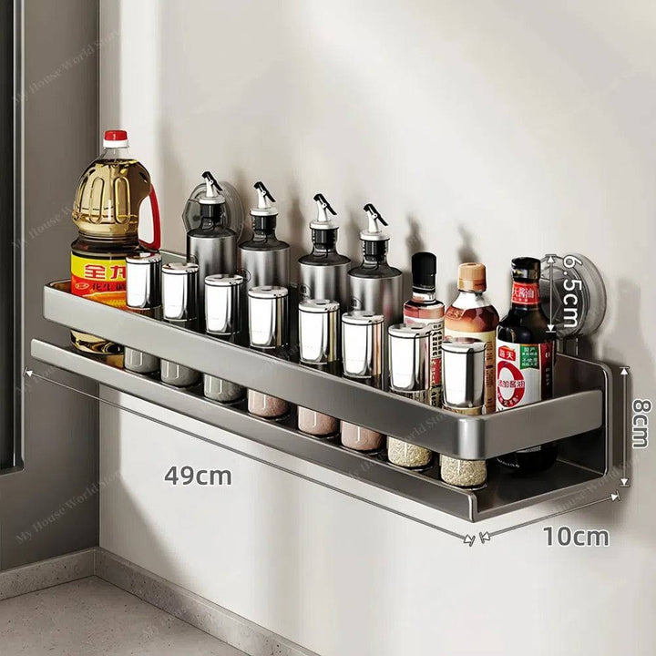 Viskana Wall-Mounted Suction Cup Spice Rack Organizer for Kitchen Storage and Easy Access to Spices