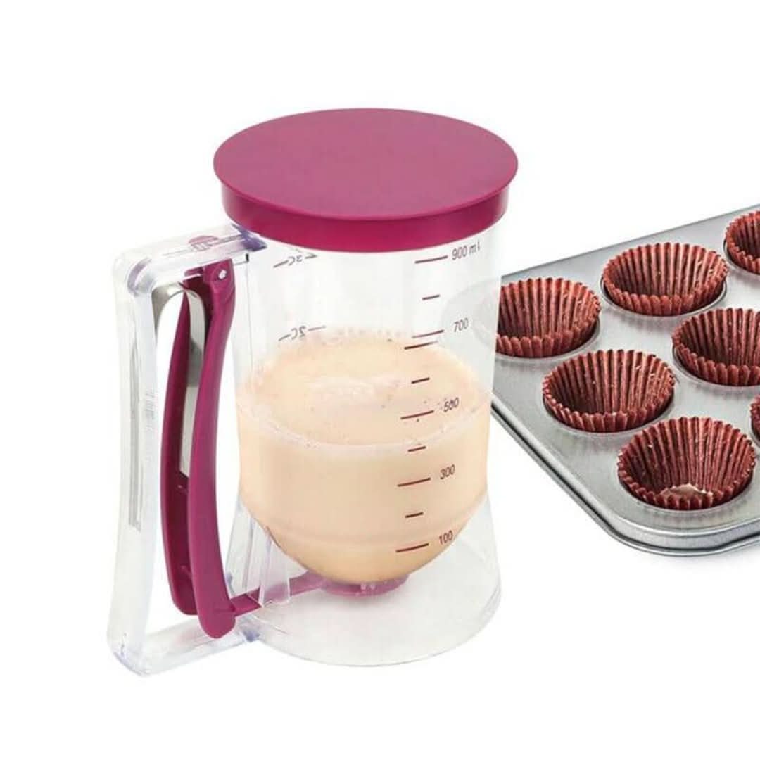 Viskana Dough dispenser with measuring scale and spout for muffins and cakes