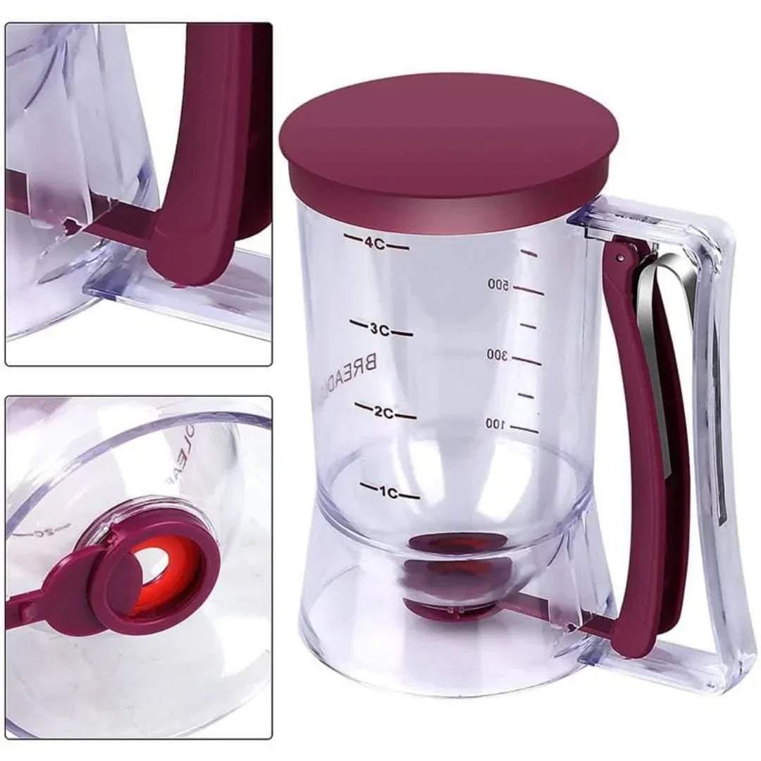Viskana Dough dispenser with measuring scale and spout for muffins and cakes