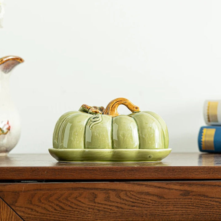 Viskana Pumpkin-Shaped Ceramic Plate | Rustic Fall Tableware | Durable & Dishwasher Safe | PumpkinWare