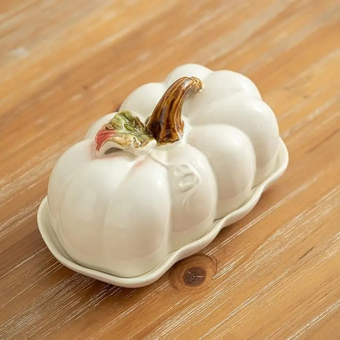 Viskana Pumpkin-Shaped Ceramic Plate | Rustic Fall Tableware | Durable & Dishwasher Safe | PumpkinWare