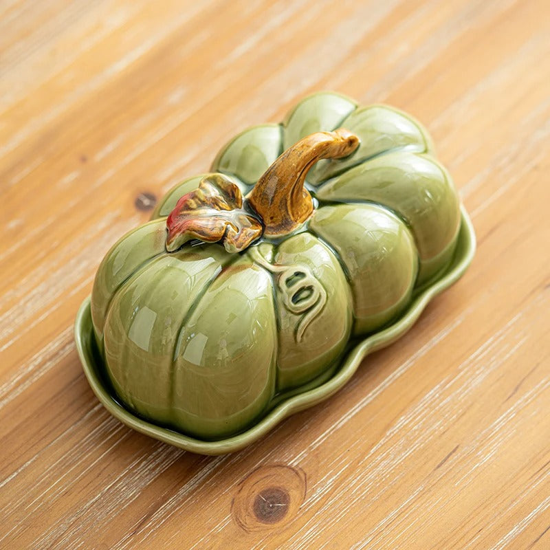 Viskana Pumpkin-Shaped Ceramic Plate | Rustic Fall Tableware | Durable & Dishwasher Safe | PumpkinWare