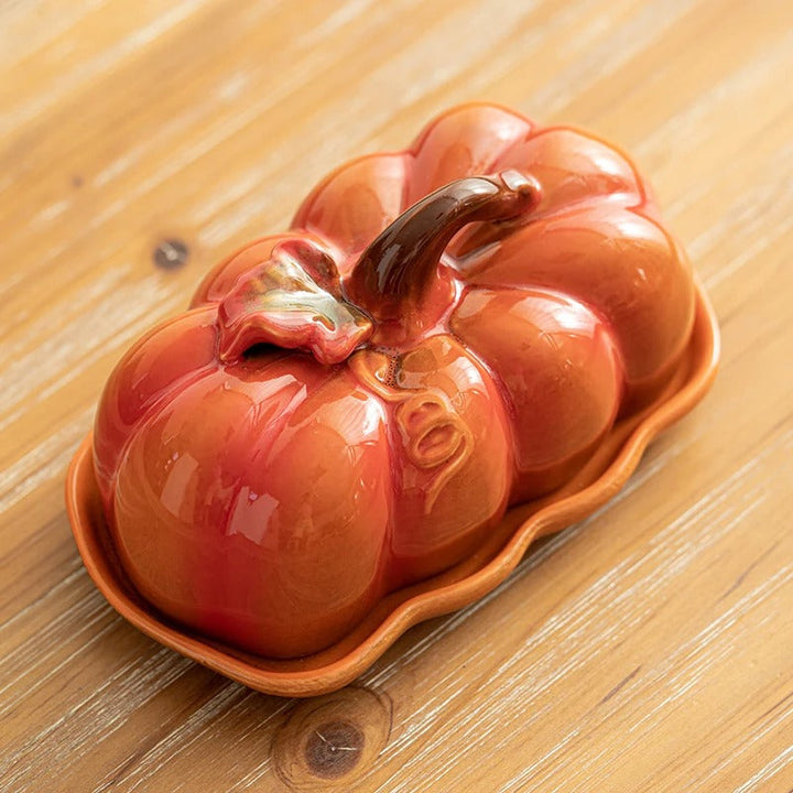Viskana Pumpkin-Shaped Ceramic Plate | Rustic Fall Tableware | Durable & Dishwasher Safe | PumpkinWare