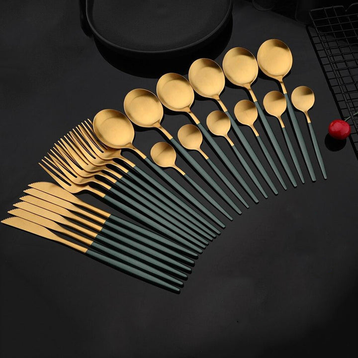 Viskana RoyalGlimmer Gold Cutlery Set - Gold Cutlery Set for a Luxurious Table Decoration