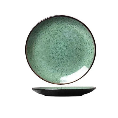 Malachite Green Ceramic Plate And Bowl Porcelain Dinner Dish Plate Viskana