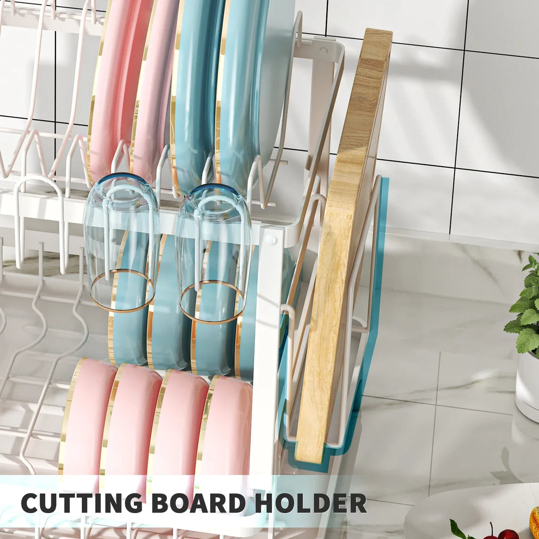 Metal Dish Drainer Rack with Utensil Holder and Dashboard Organizer Viskana
