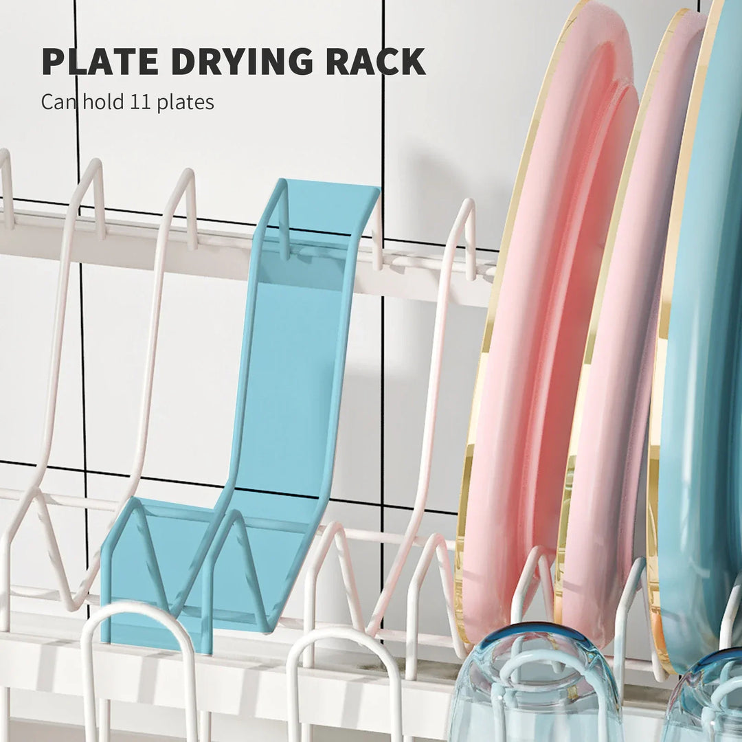 Metal Dish Drainer Rack with Utensil Holder and Dashboard Organizer Viskana