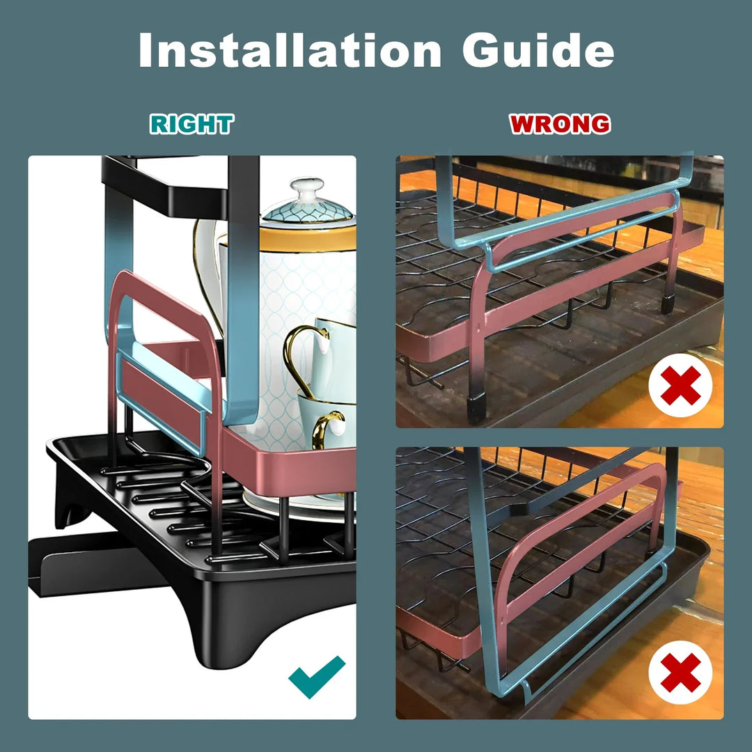 Metal Dish Drainer Rack with Utensil Holder and Dashboard Organizer Viskana