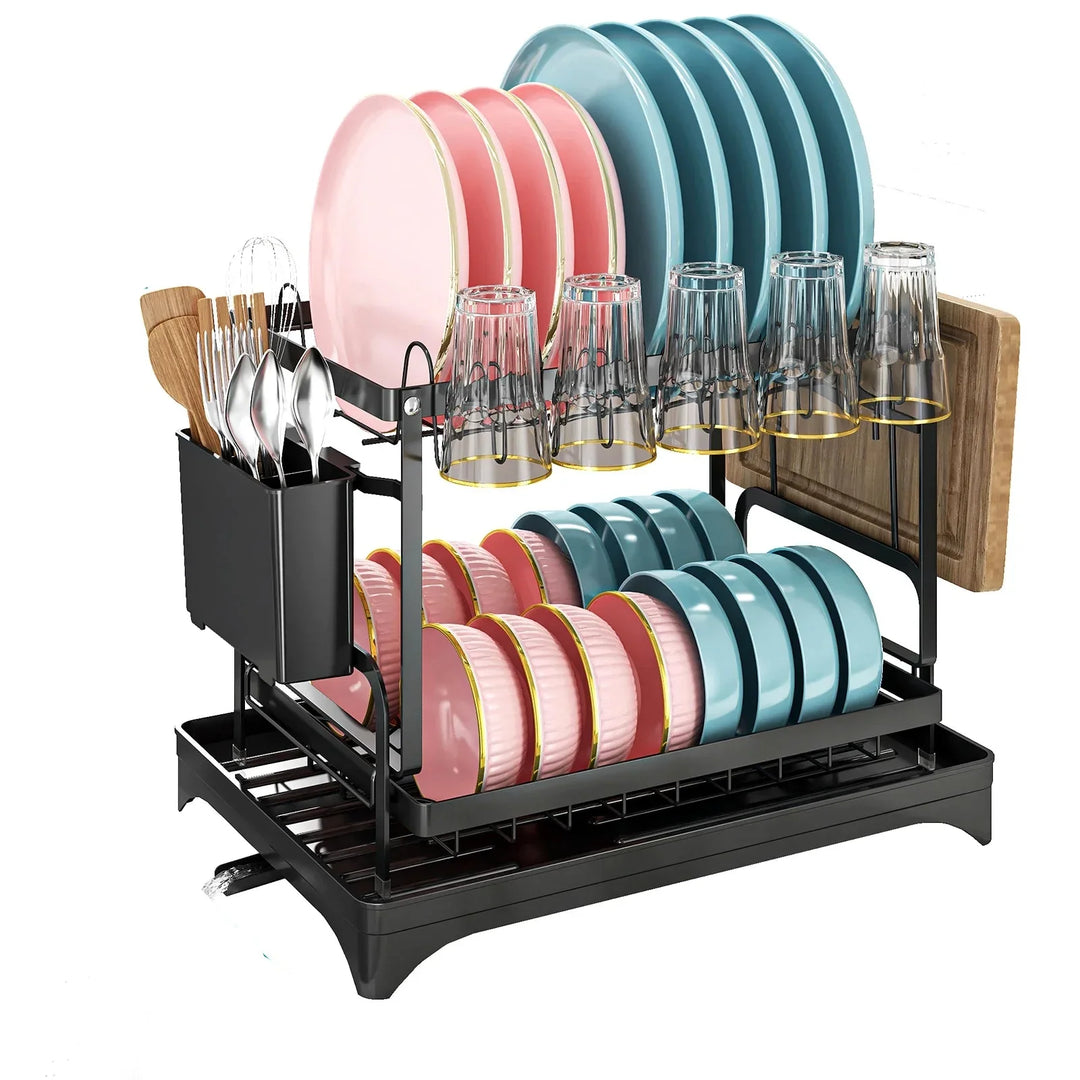 Metal Dish Drainer Rack with Utensil Holder and Dashboard Organizer Viskana