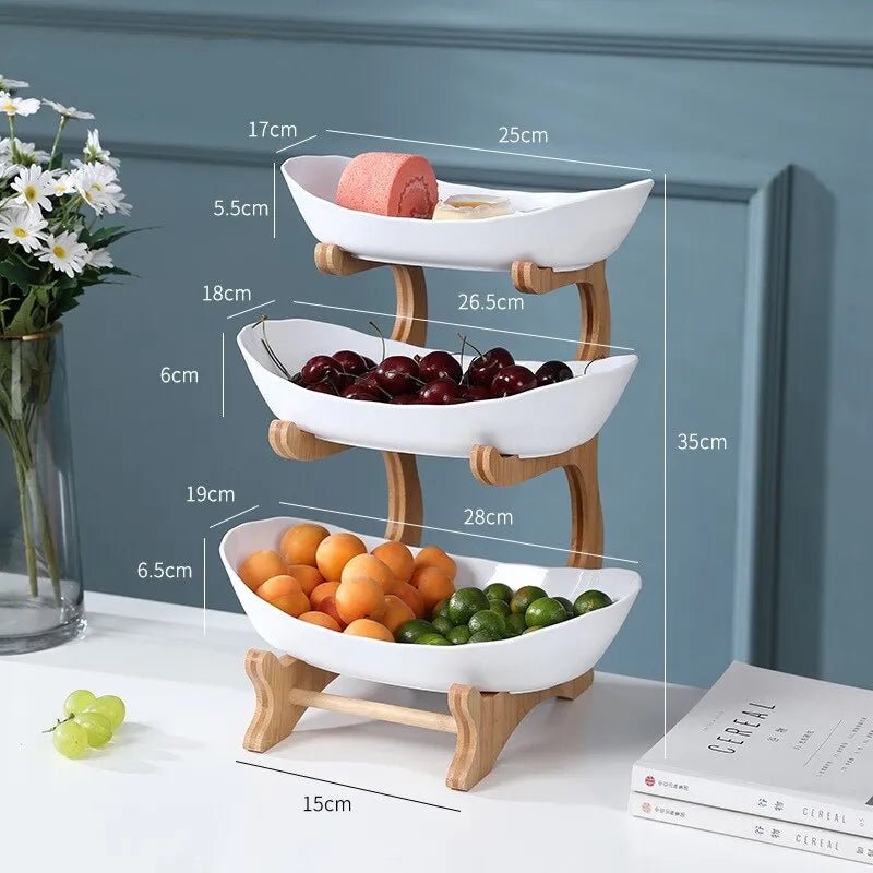 Viskana Ovaluxe Tiered Fruit Bowl | Elegant 2-Tier and 3-Tier kitchen organizer for fruit and snacks